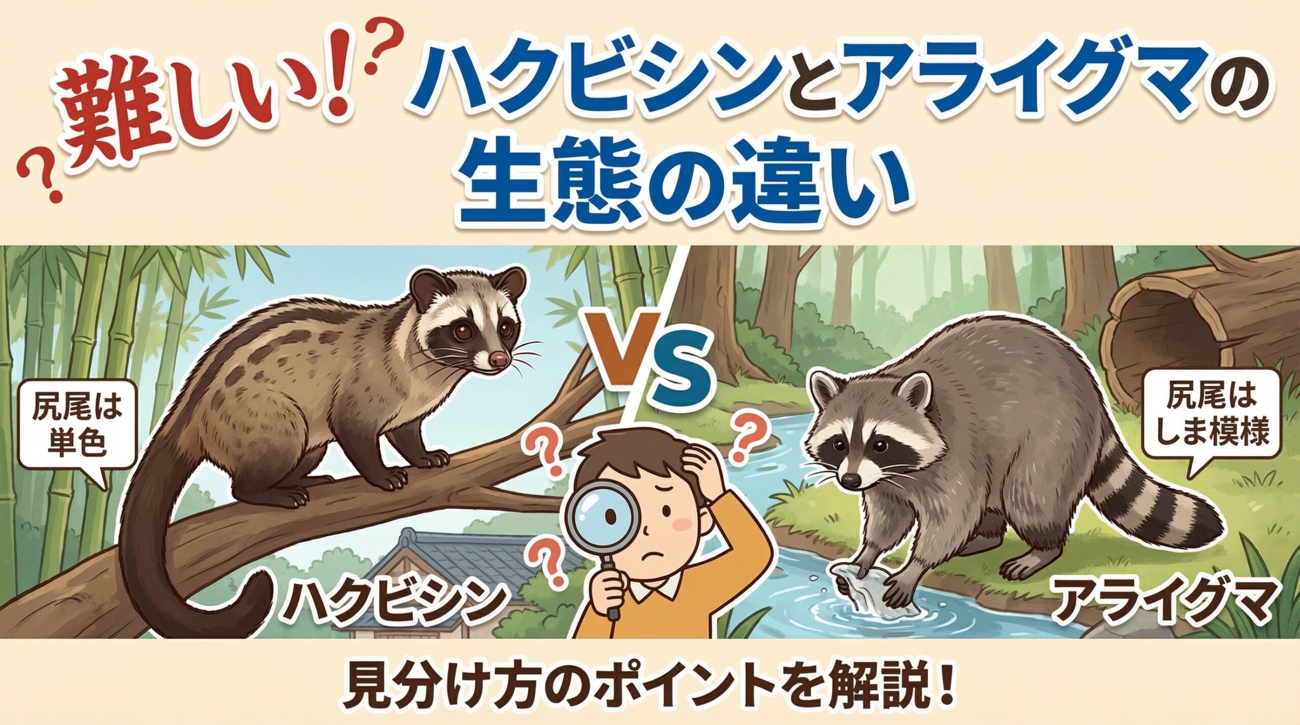 判断が難しい!ハクビシンとアライグマ 生態の違い