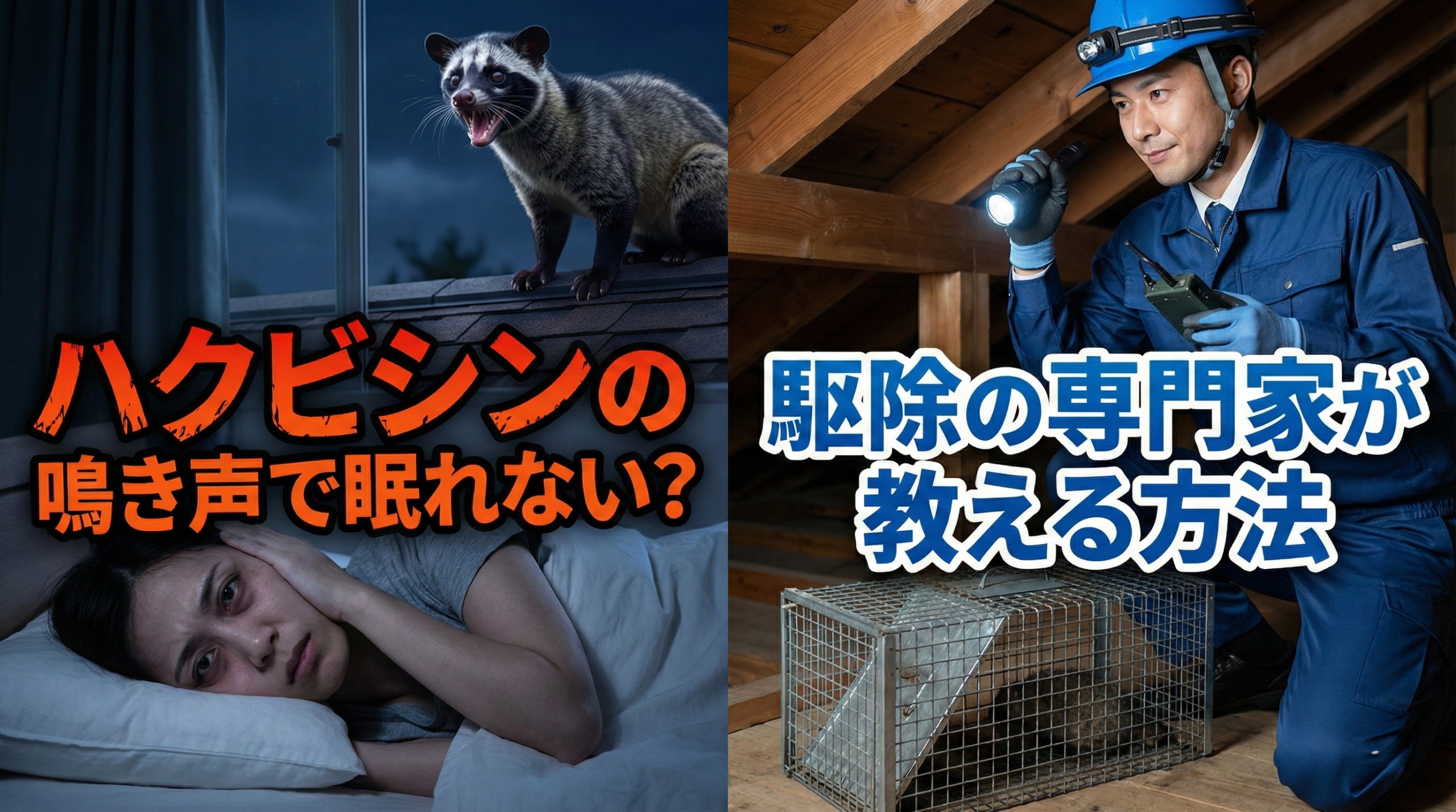 ハクビシンの鳴き声で眠れない?駆除の専門家が教える方法
