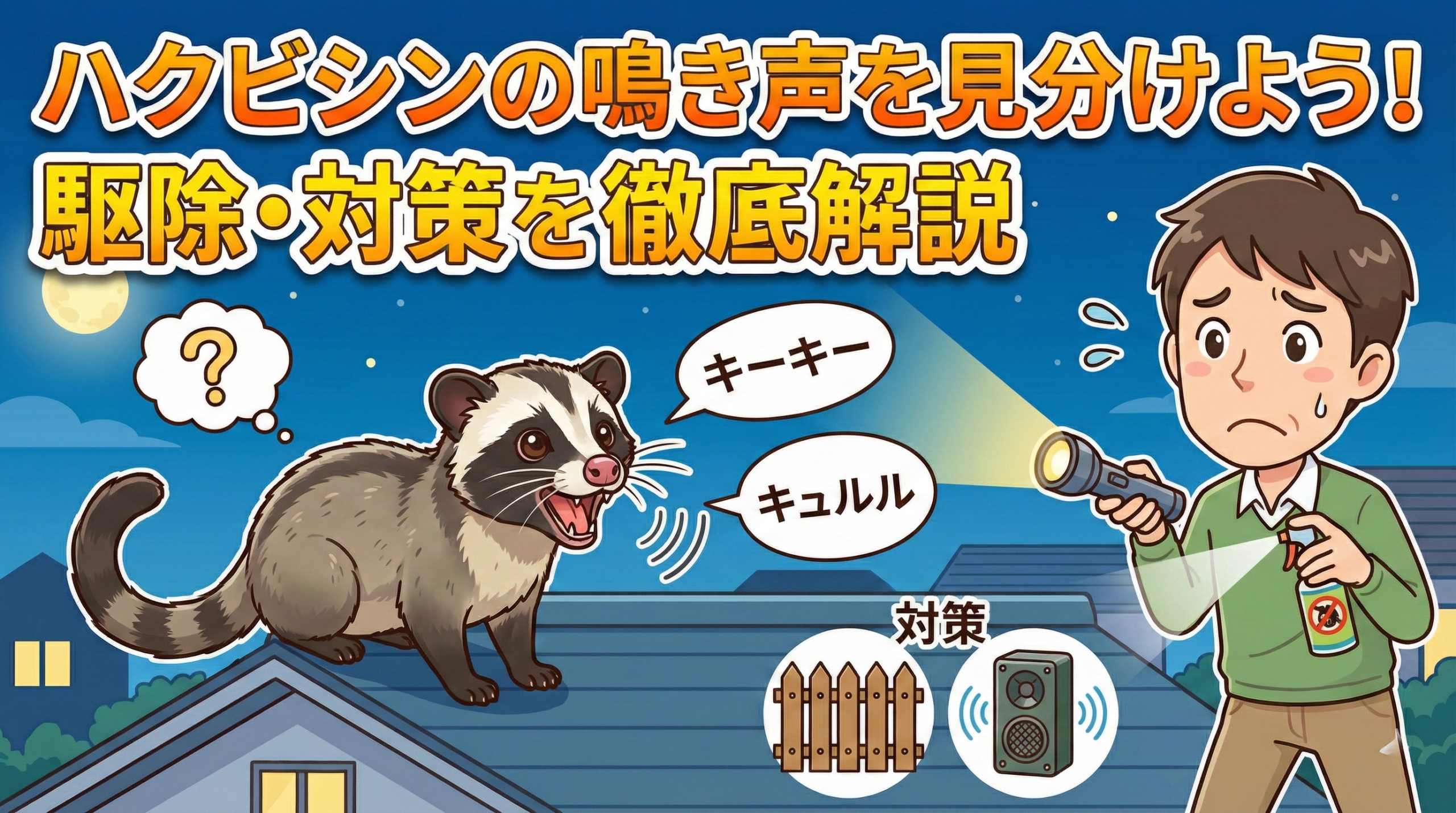 ハクビシンの鳴き声を見分けよう！駆除・対策を徹底解説