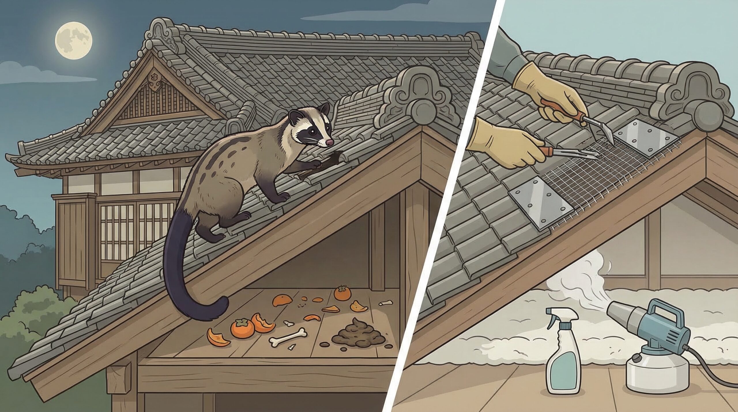 ハクビシン駆除真岡市最新施工事例